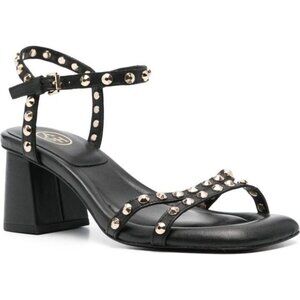 Ash Jodi 70mm sandals 37 Black Leather Studded Block Heel Padded Insole EUC